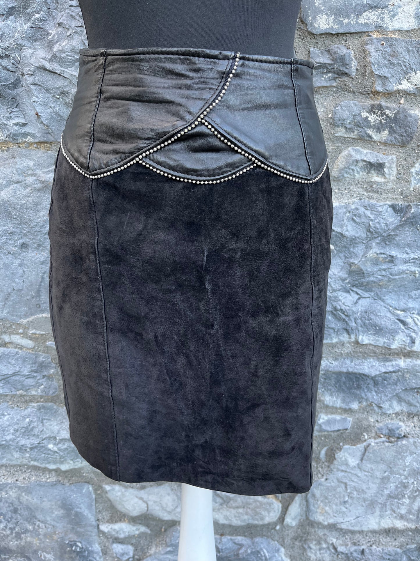 80s black suede skirt uk 6-8