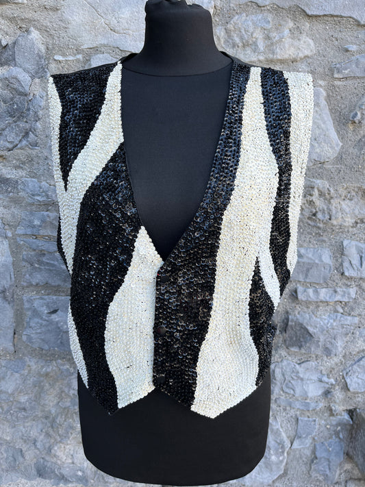 Black&white sequin waistcoat M