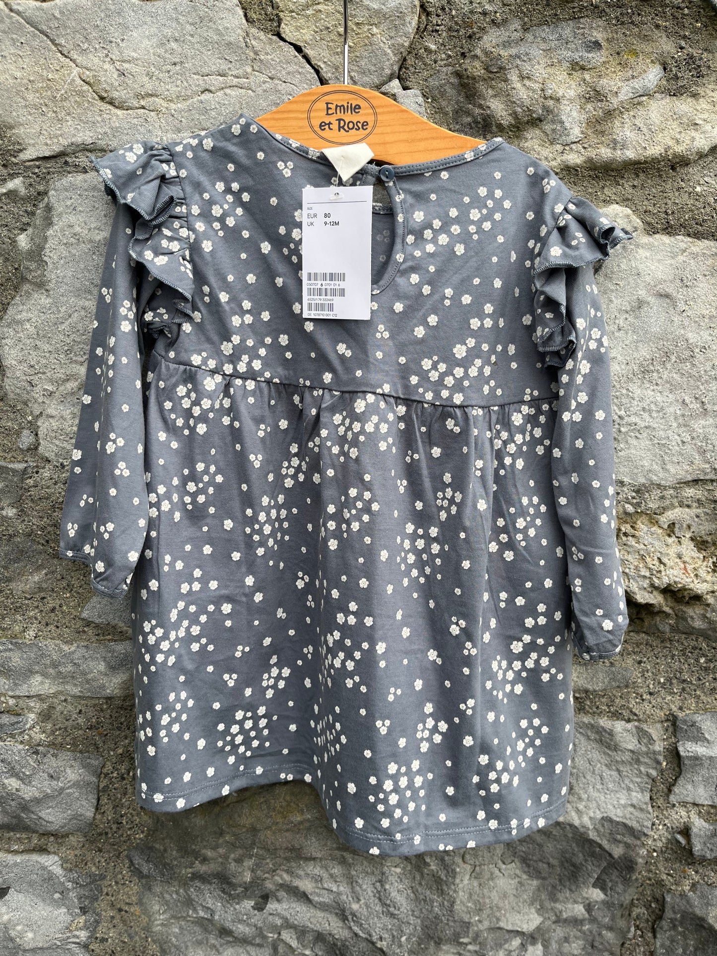 Grey tiny flowers dress 9-12m (74-80cm)