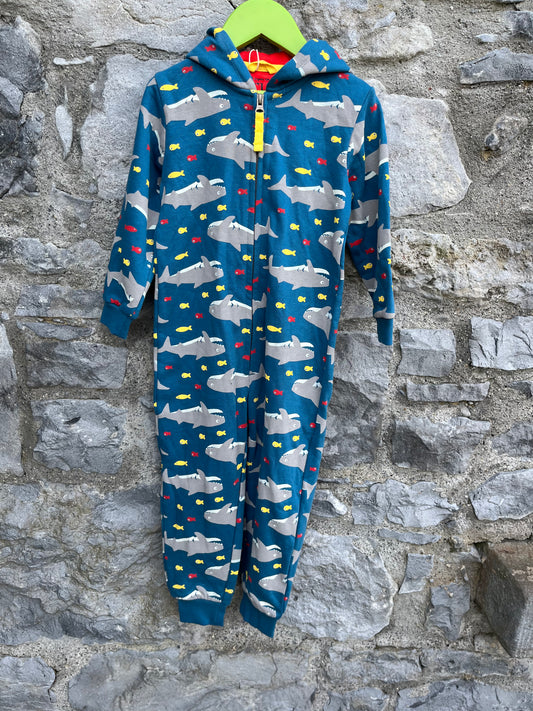 Sharks hooded onesie  3-4y (98-104cm)