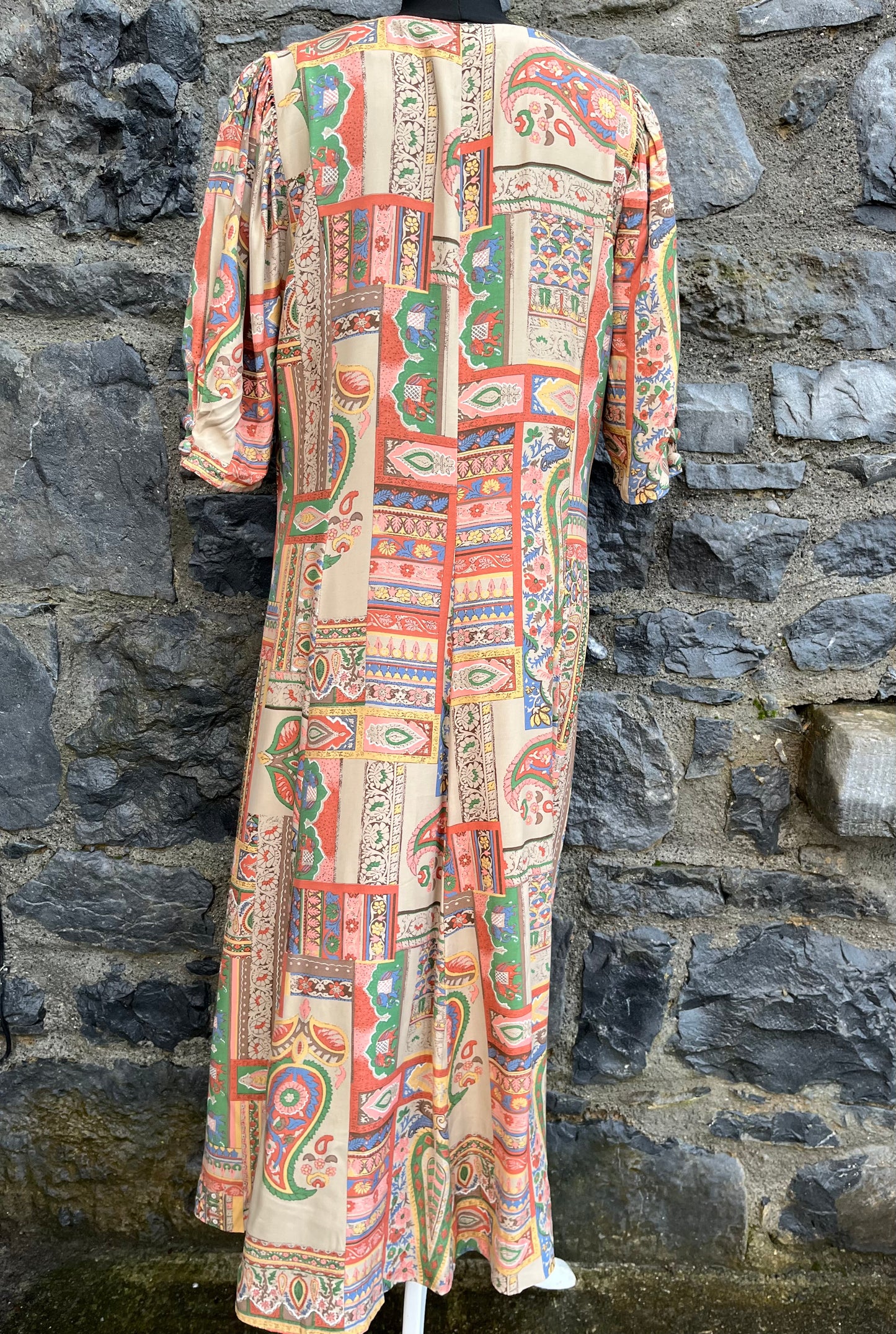 80s patchwork paisley dress uk 12