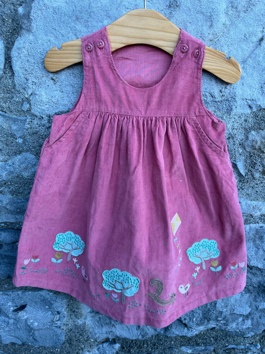 Pink cord pinafore  6-9m (68-74cm)