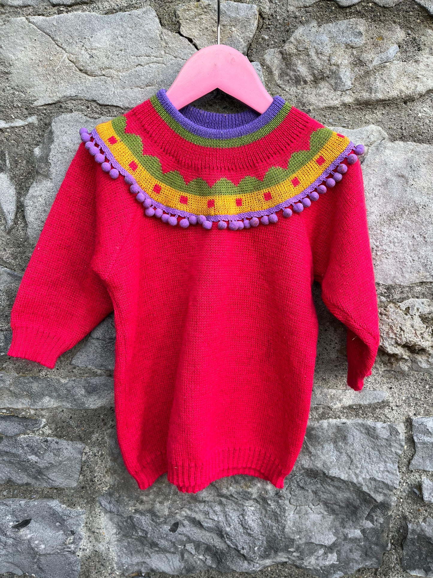 80s Marese pink jumper dress  18-24m (86-92cm)