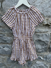 Load image into Gallery viewer, Brown gingham jumpsuit    3-4y (98-104cm)
