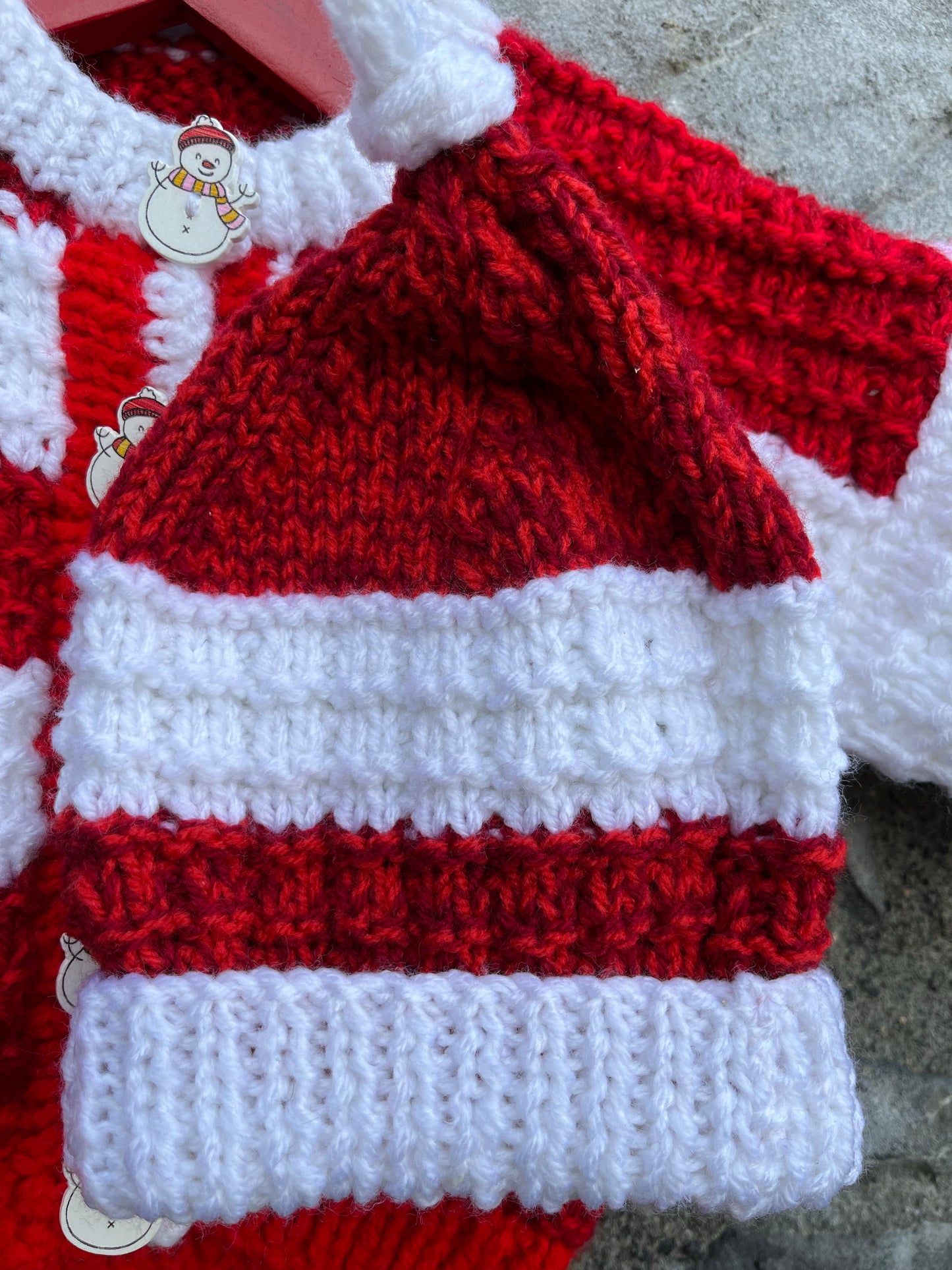 Snowman cardigan with a hat 6-12m (68-80cm)