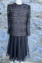 Load image into Gallery viewer, Black embroidered dress uk 8-10
