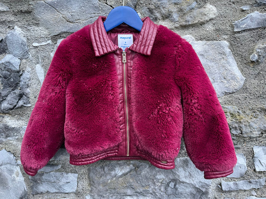 Maroon furry jacket  3-4y (98-104cm)