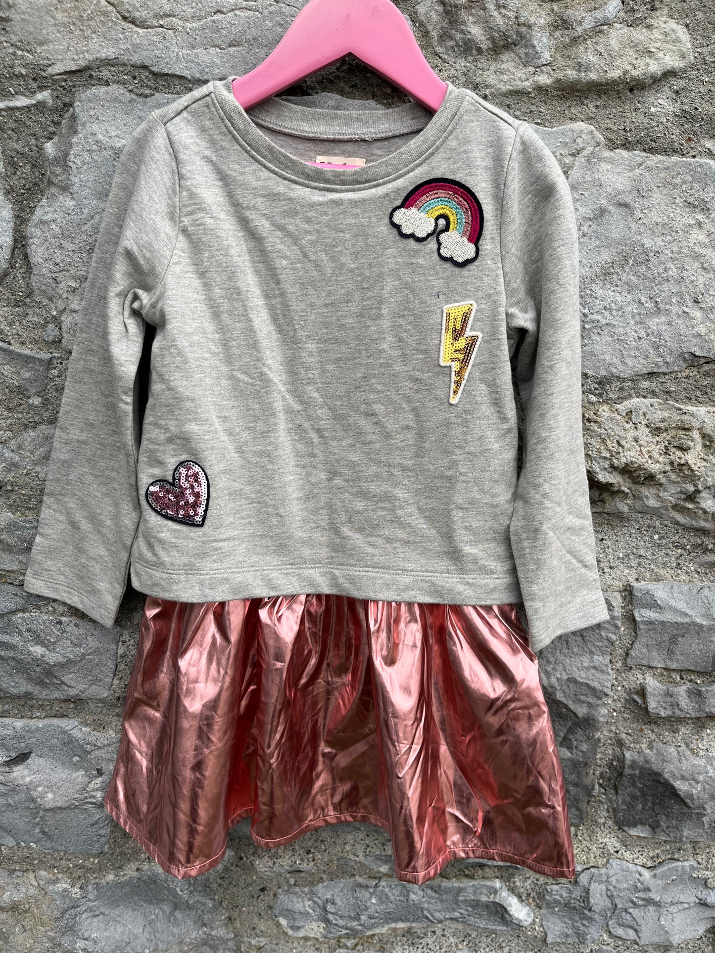 Grey&gold dress   3-4y (98-104cm)