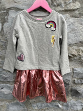 Load image into Gallery viewer, Grey&amp;gold dress   3-4y (98-104cm)
