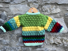 Load image into Gallery viewer, Green&amp;blue bubble knit cardigan  3-6m (62-68cm)
