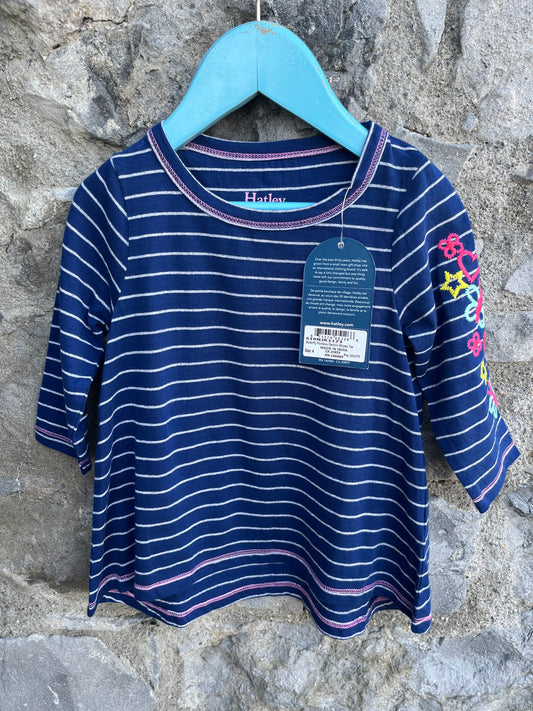 Navy stripy top   3-4y (98-104cm)