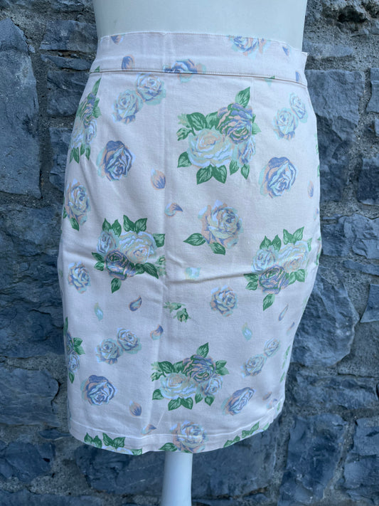 90s denim floral skirt uk 8-10