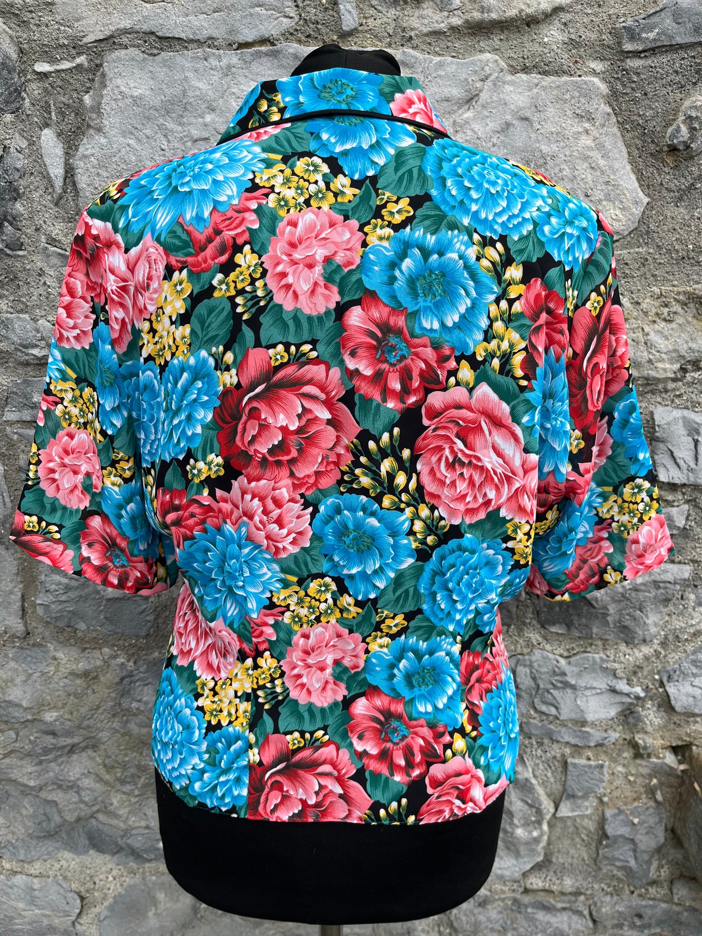 80s big flowers shirt uk 10-12