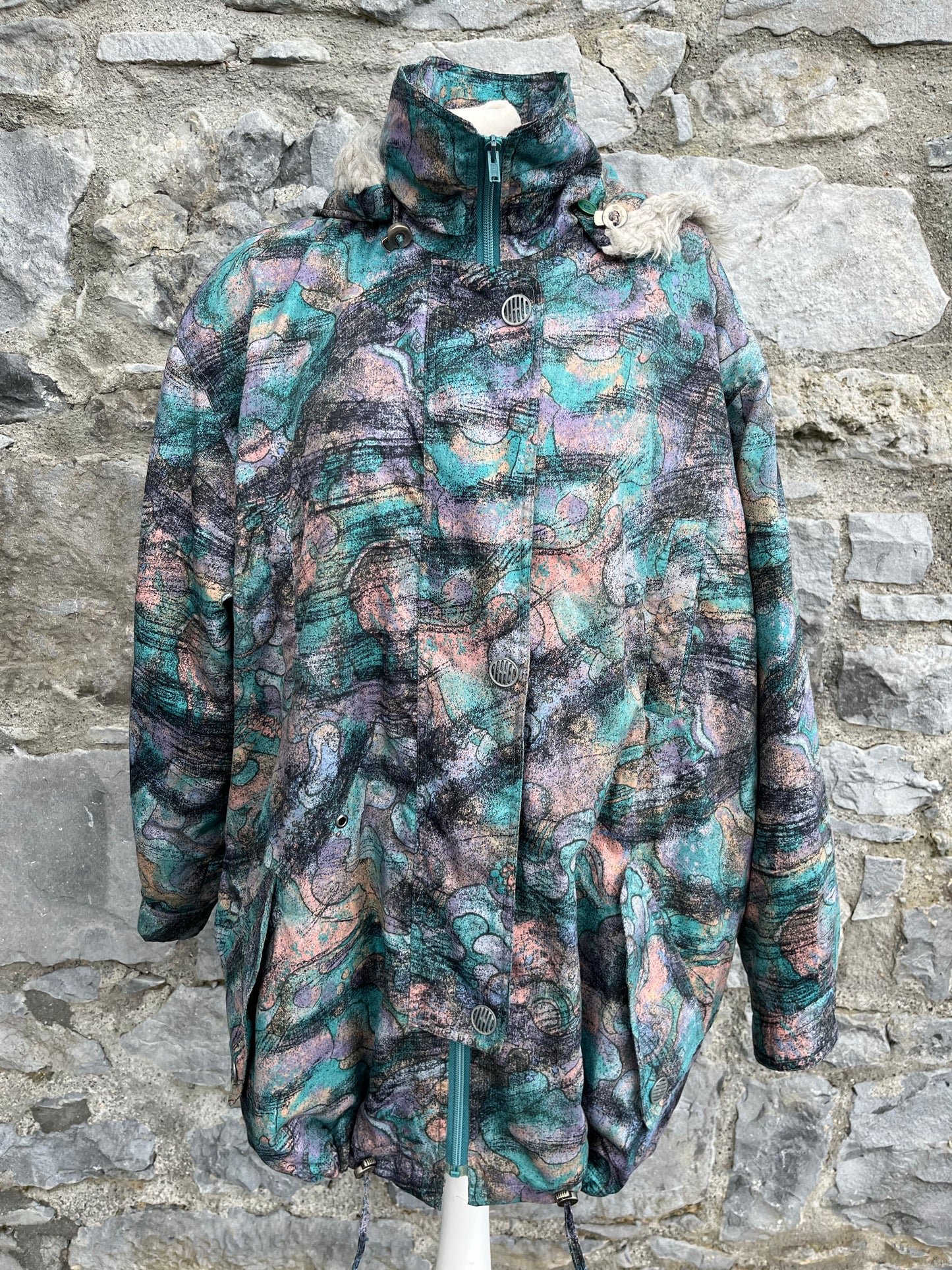 80s Grey&teal abstract jacket uk 14