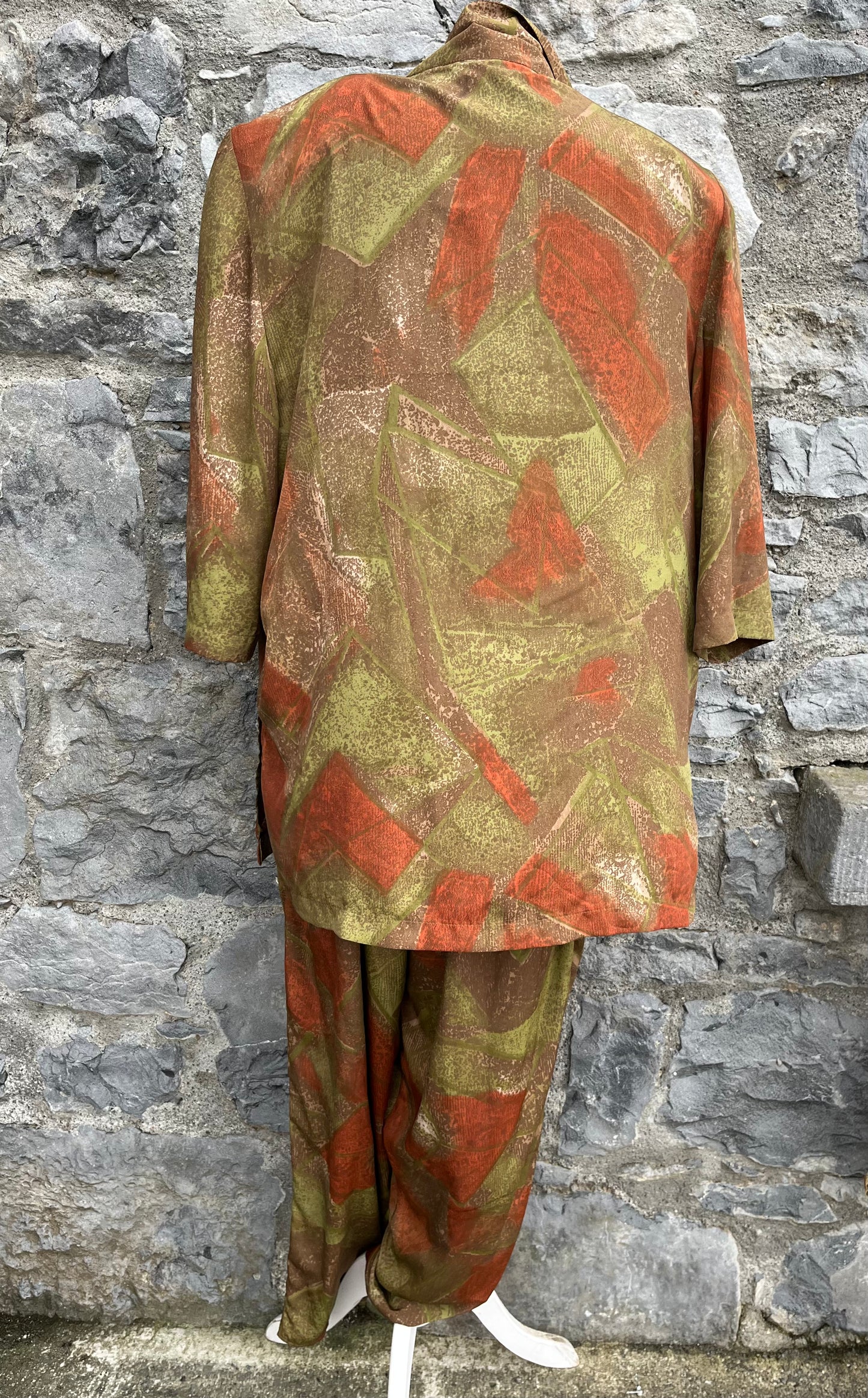 80s green abstract suit uk 8-12