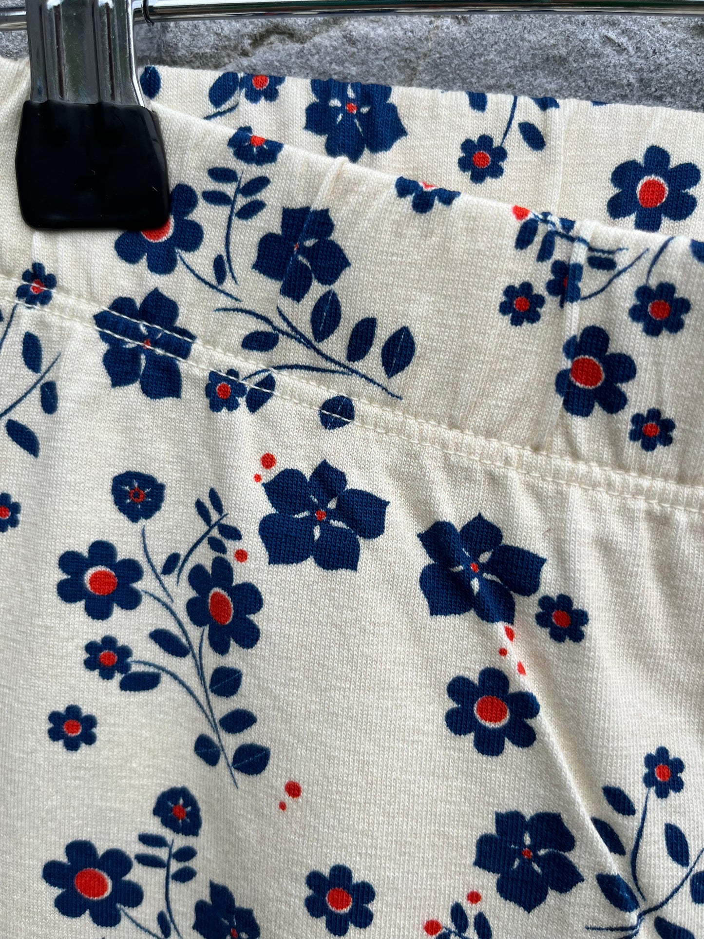 True blue flowers leggings  10y (140cm)