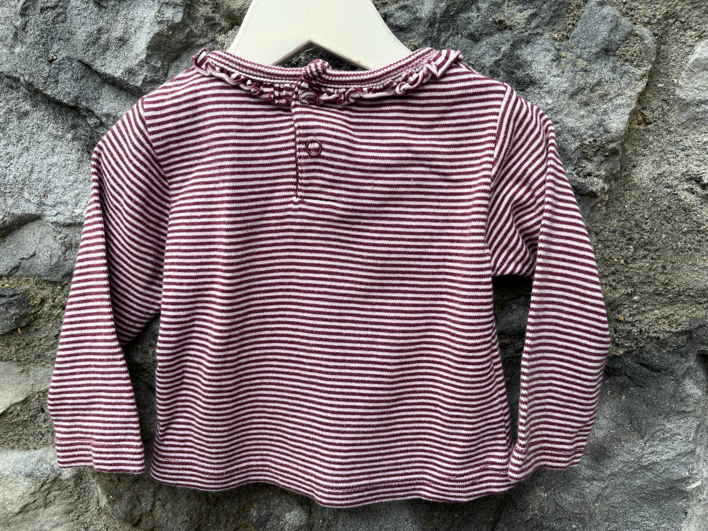 Maroon stripy top  3-6m (62-68cm)