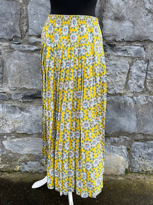 90s yellow floral skirt uk 12