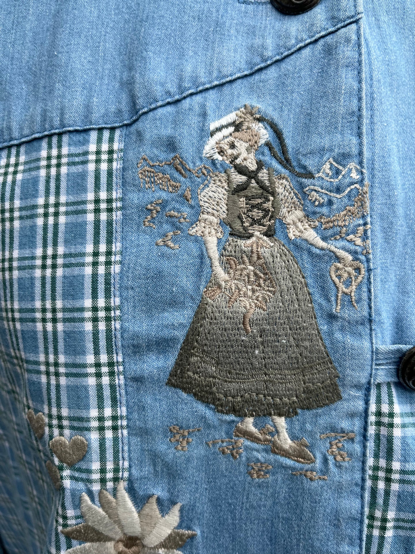 80s denim kitsch shirt uk 10-12