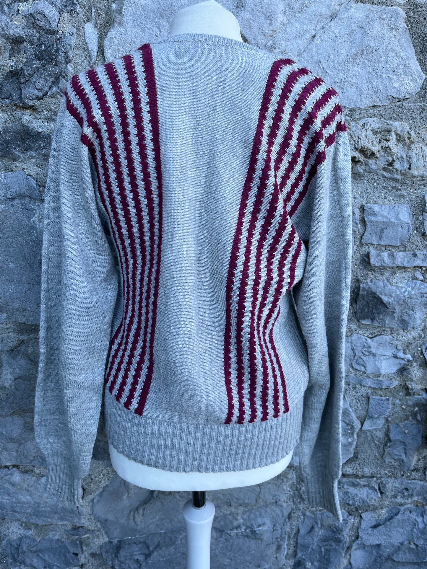 90s grey&maroon jumper uk 8-10