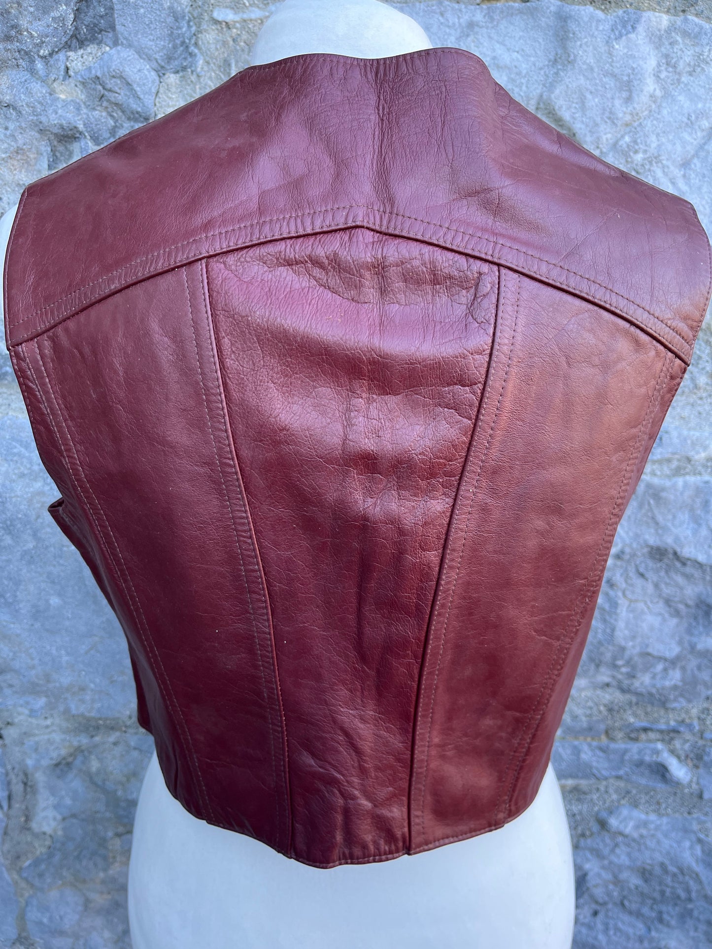 Maroon leather waistcoat uk 8-10