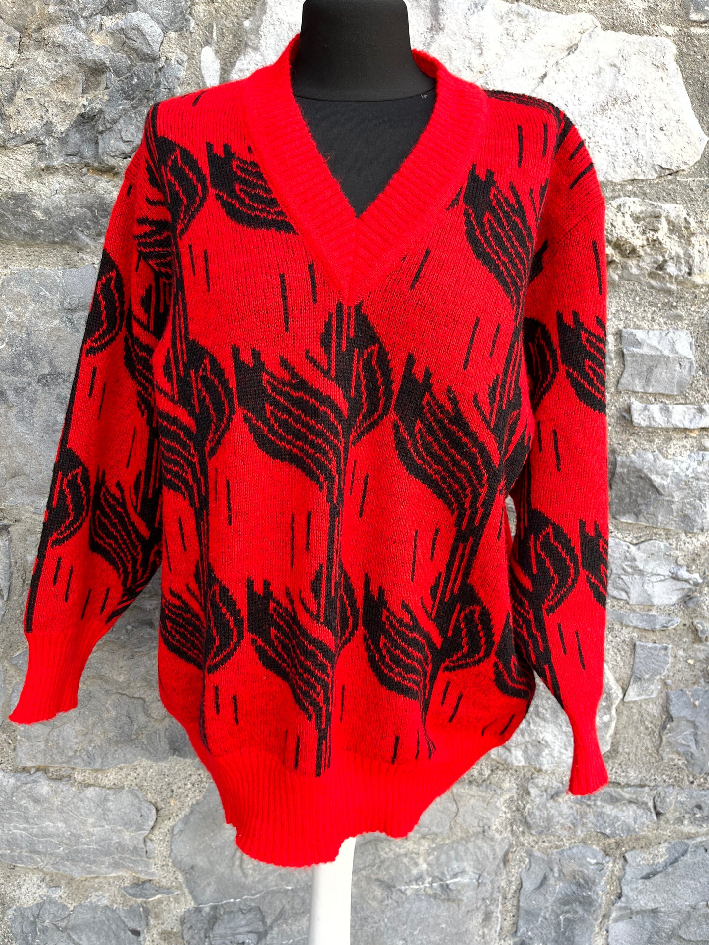 80s red&black jumper uk 12-14