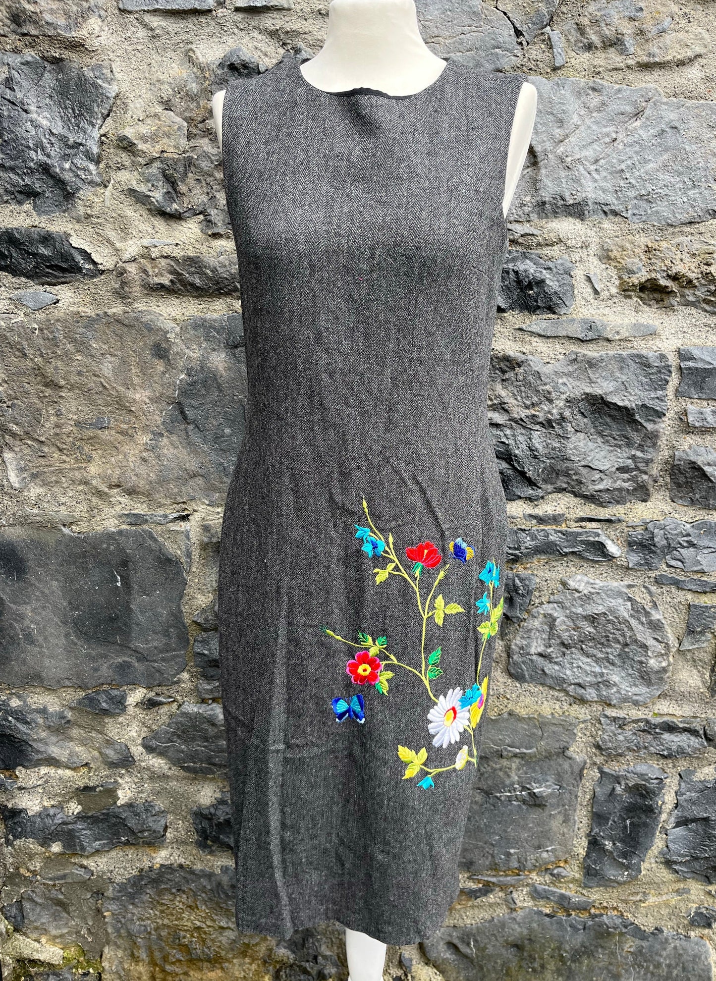 Tweed embroidered dress   uk 12