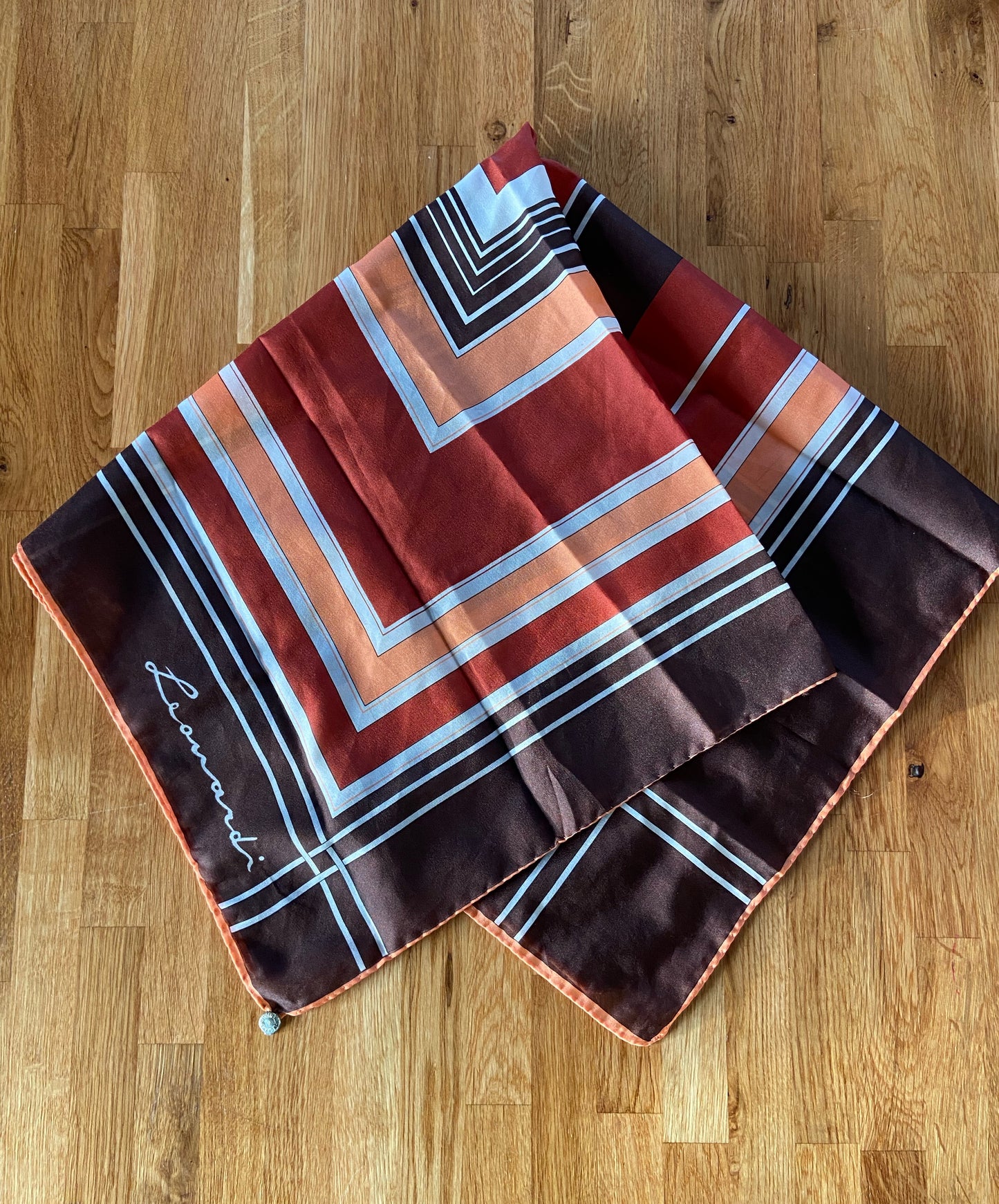 Orange brown geometric scarf