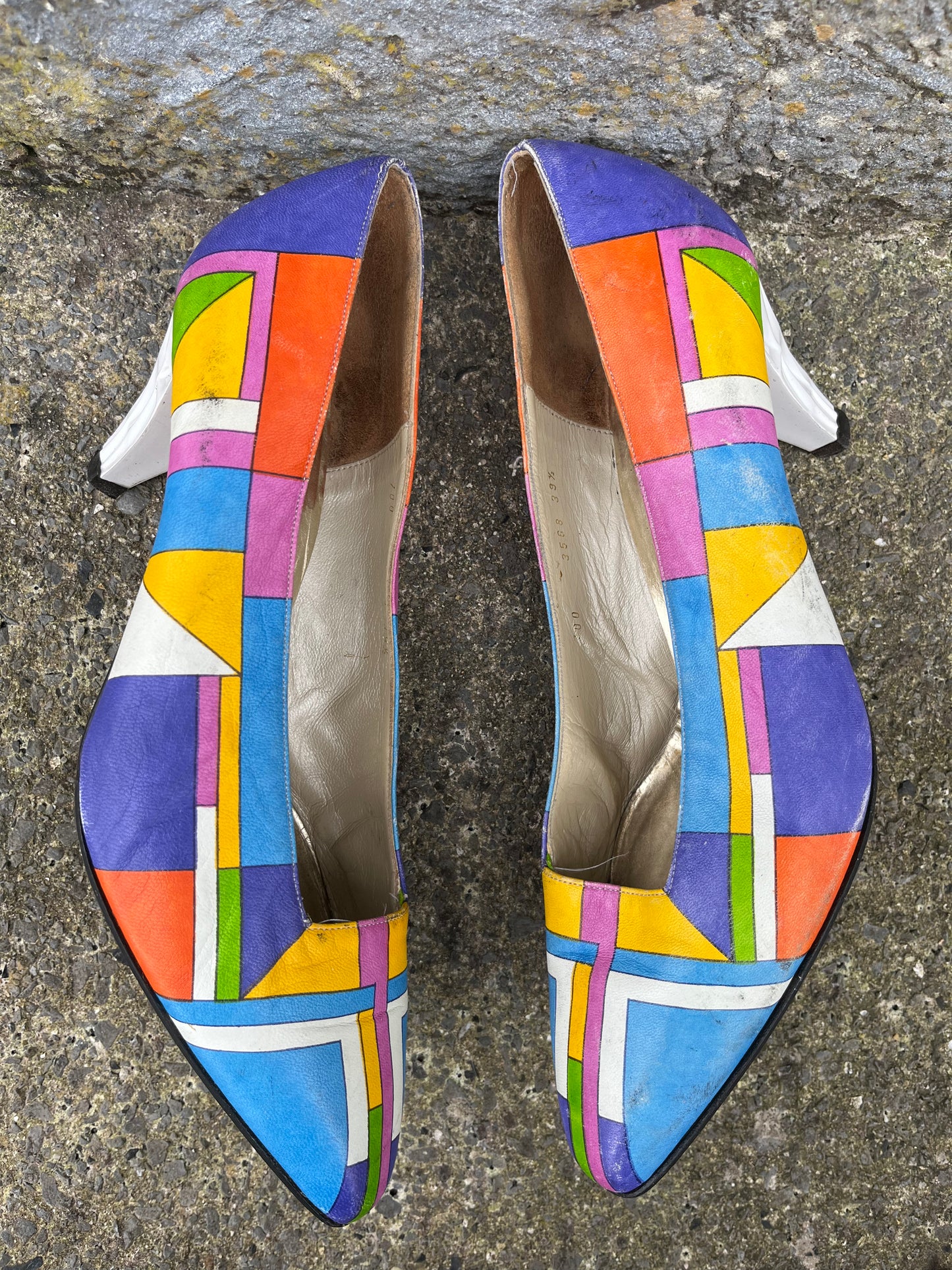 Colourful geometric heels   uk 6 (eu 39.5)