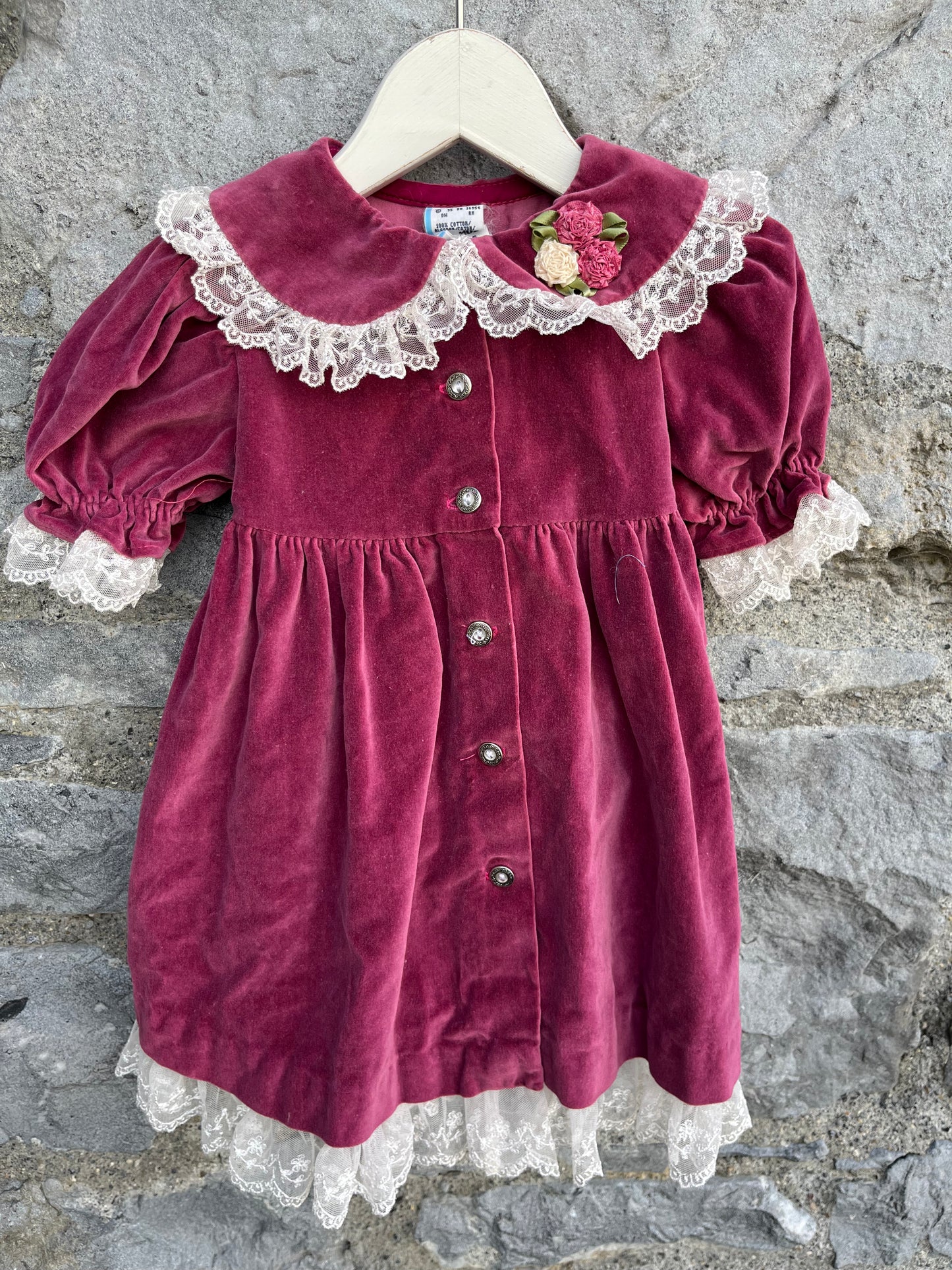 80s velvet dress  12-18m (80-86cm)