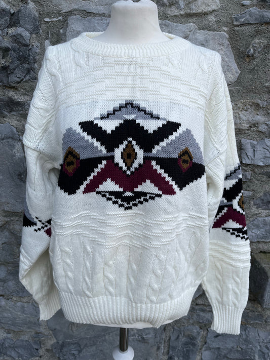 White Aztec print jumper Small