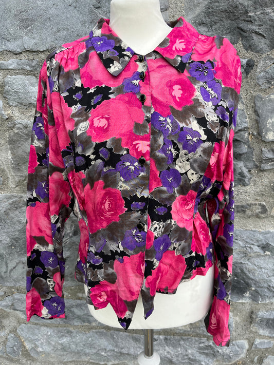 80s pink floral blouse uk 10