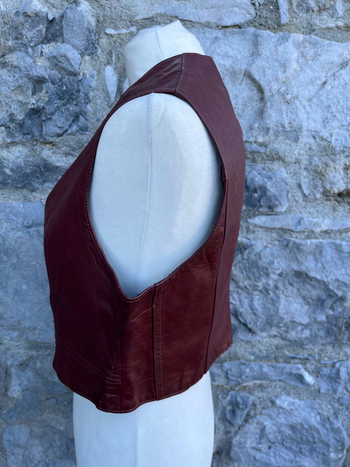 Maroon leather waistcoat uk 8-10