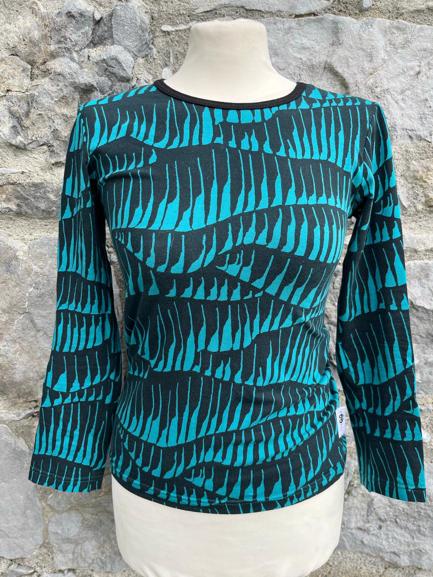 Teal&black top   12y (152cm)