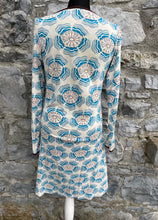 Load image into Gallery viewer, Blue geometric flowers dress uk 12
