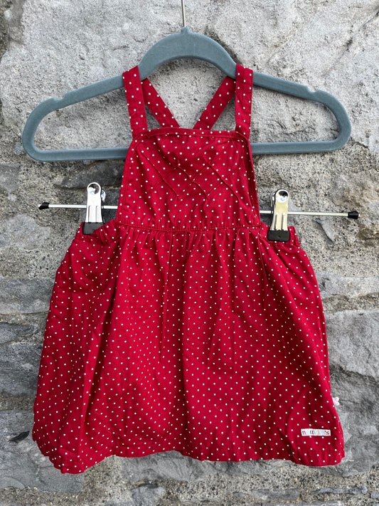 Red spotty pinafore   3-6m (62-68cm)