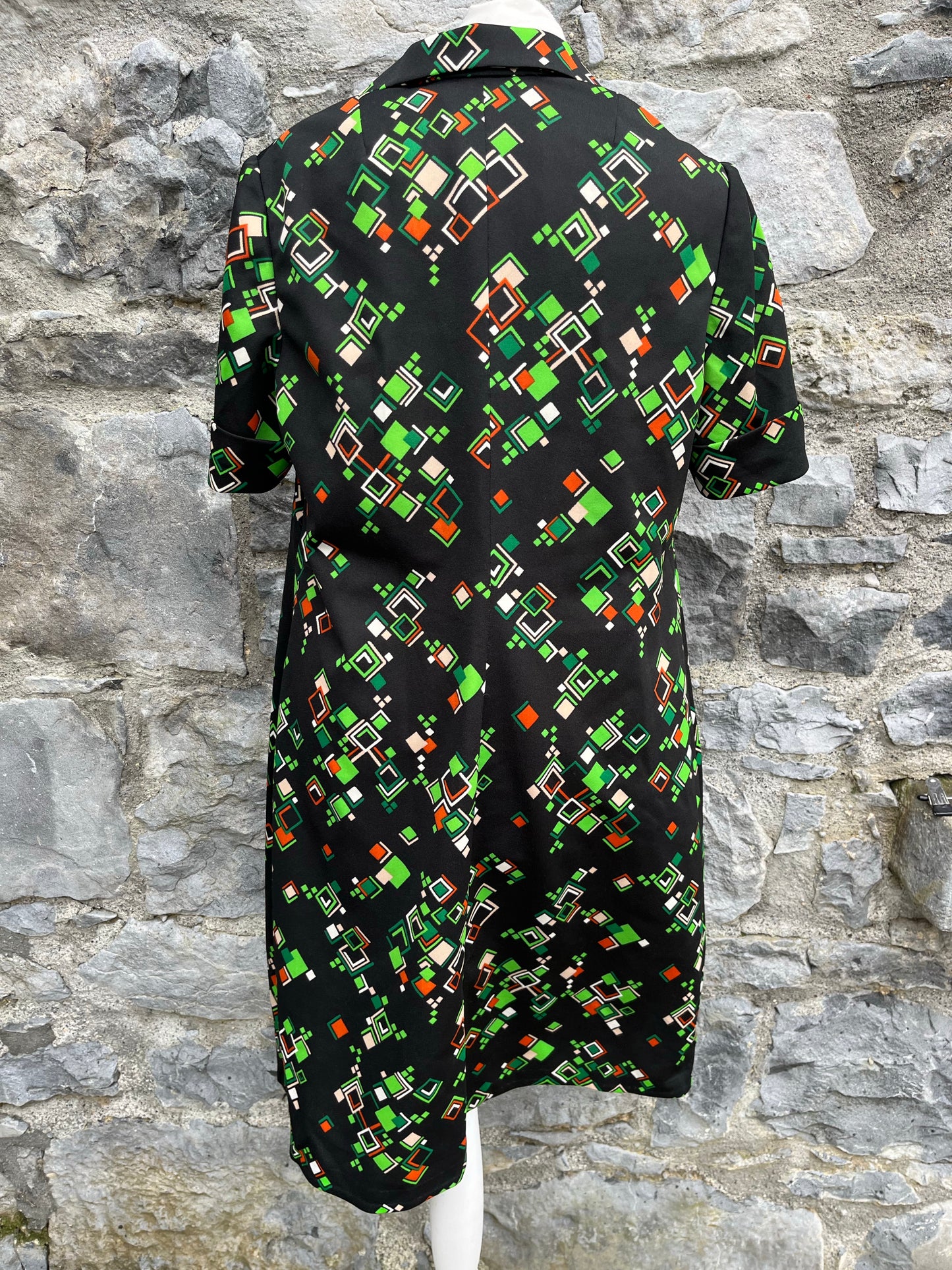 70s green diamonds dress uk 8-10