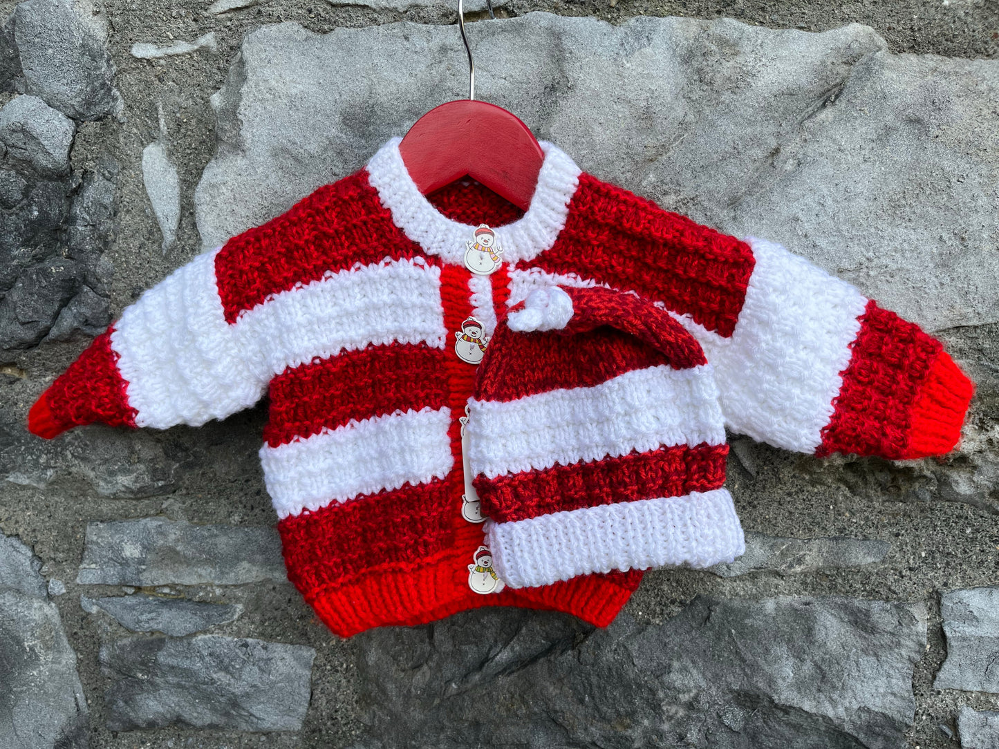 Snowman cardigan with a hat 6-12m (68-80cm)