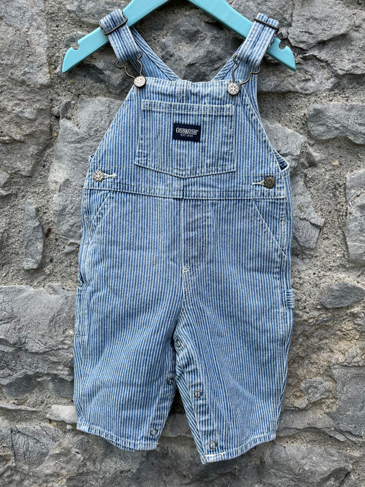 Stripy denim dungarees   6-9m (68-74cm)