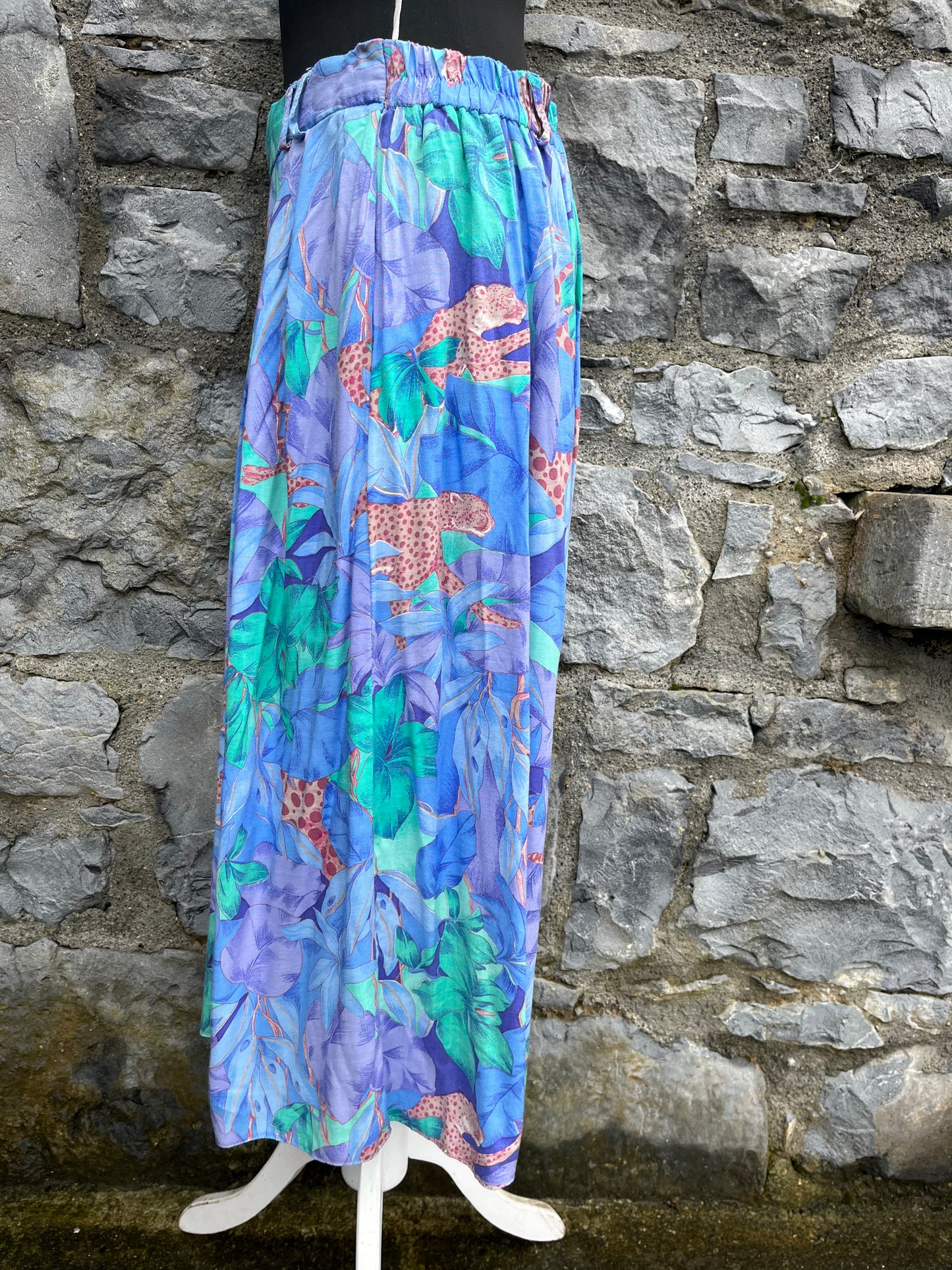 80s blue jungle skirt uk 12-14