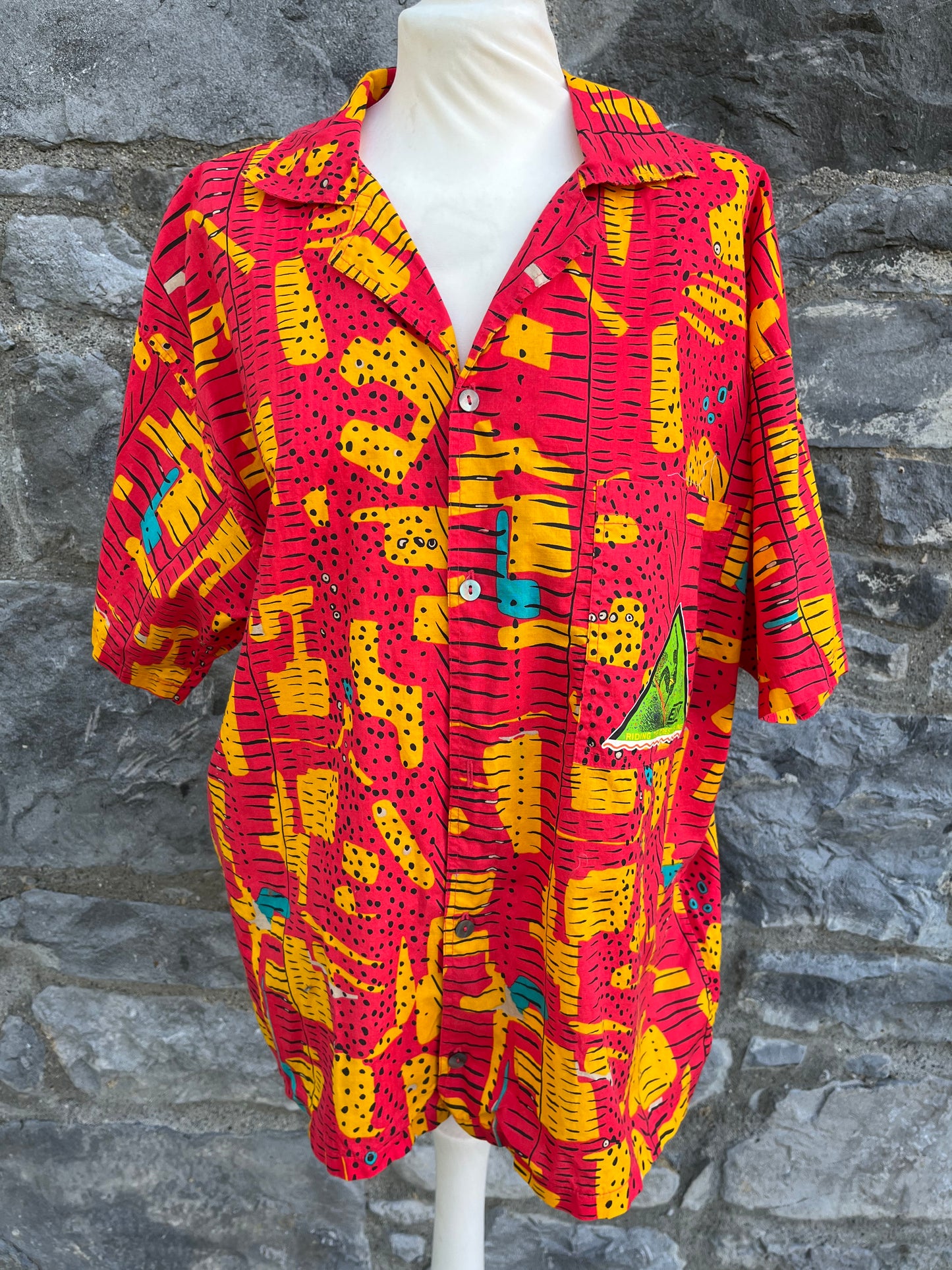 80s red surfer shirt S/M