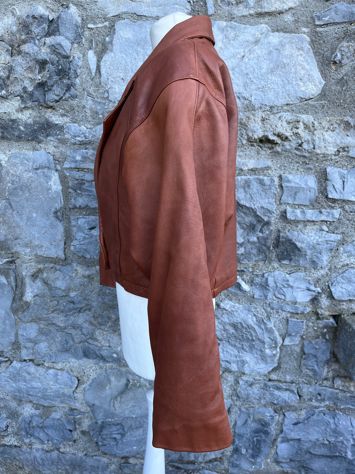 80s leather short jacket   uk 10-12