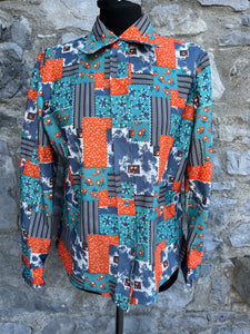 Blue&orange patchwork shirt uk 10-12