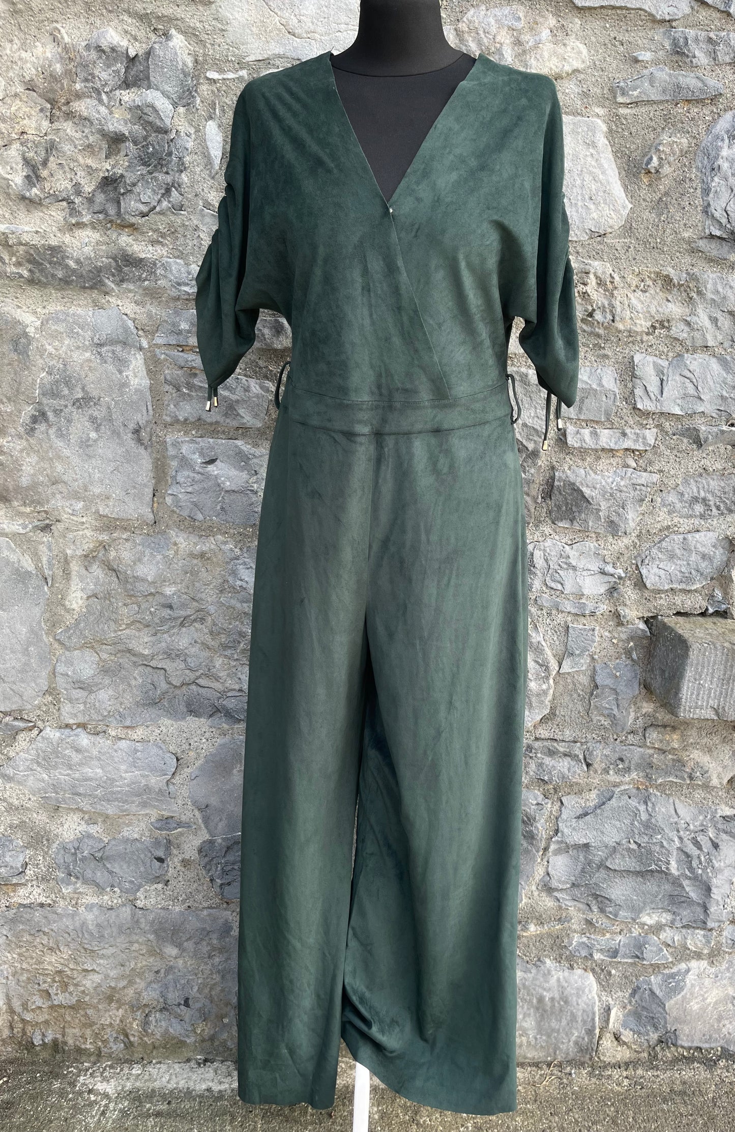 Green suede jumpsuit uk 10-12