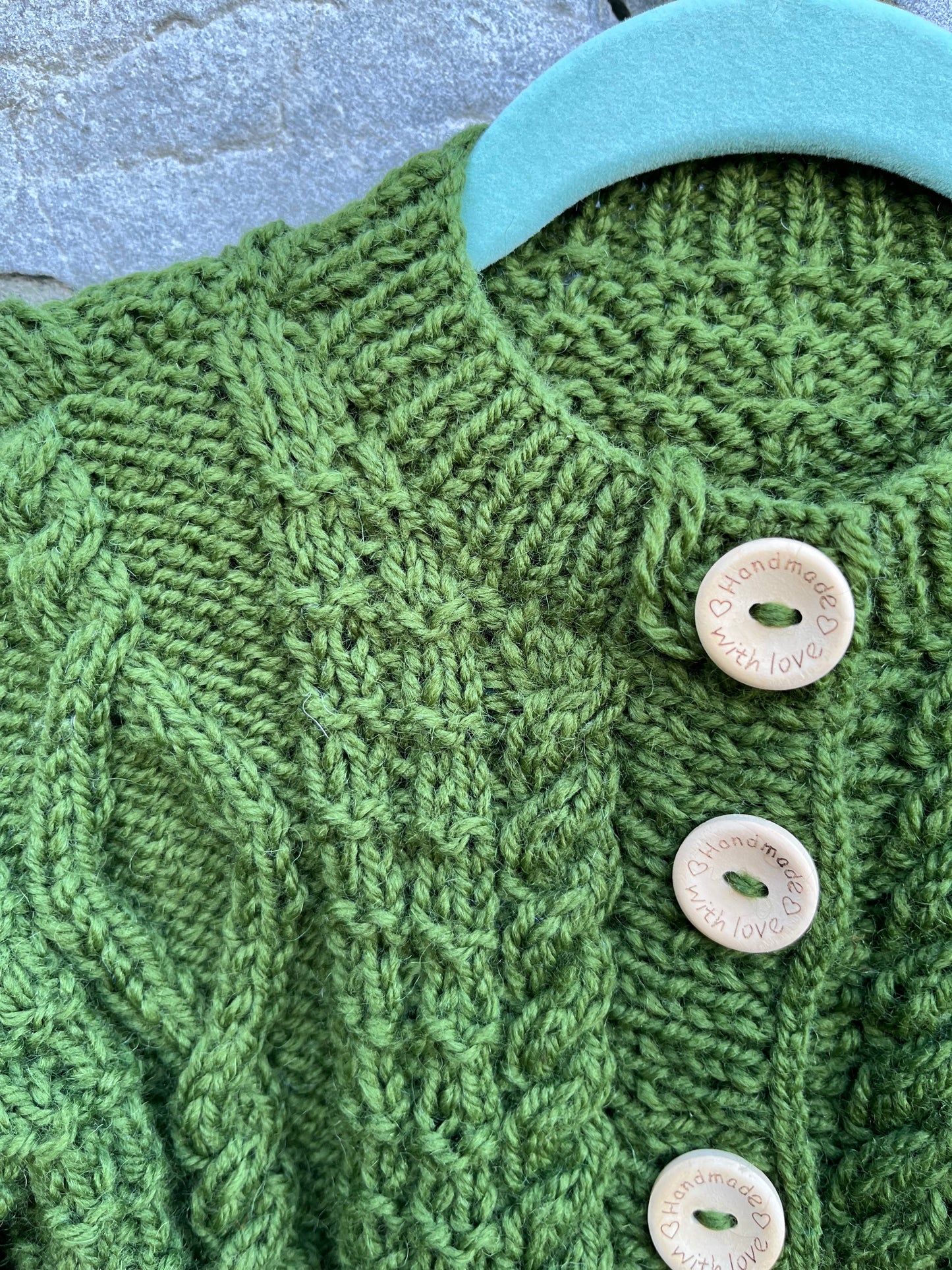 Green Aran style cardigan   18m (86cm)