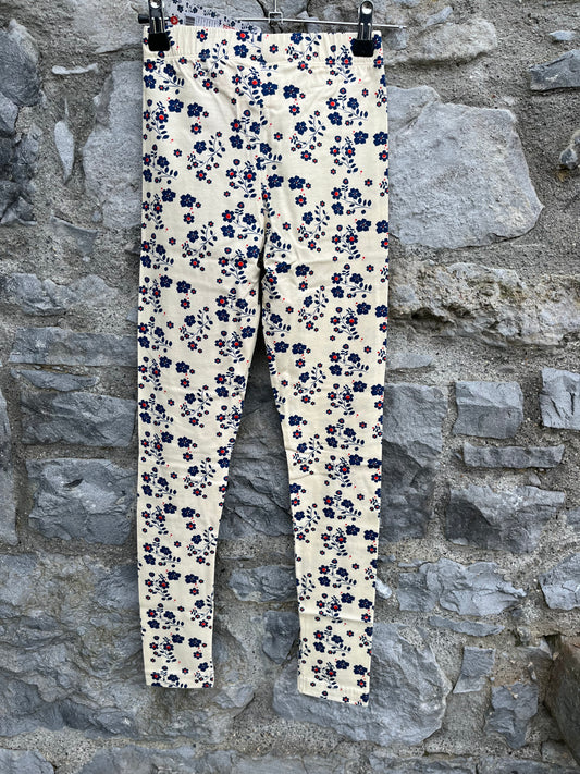 True blue flowers leggings  10y (140cm)