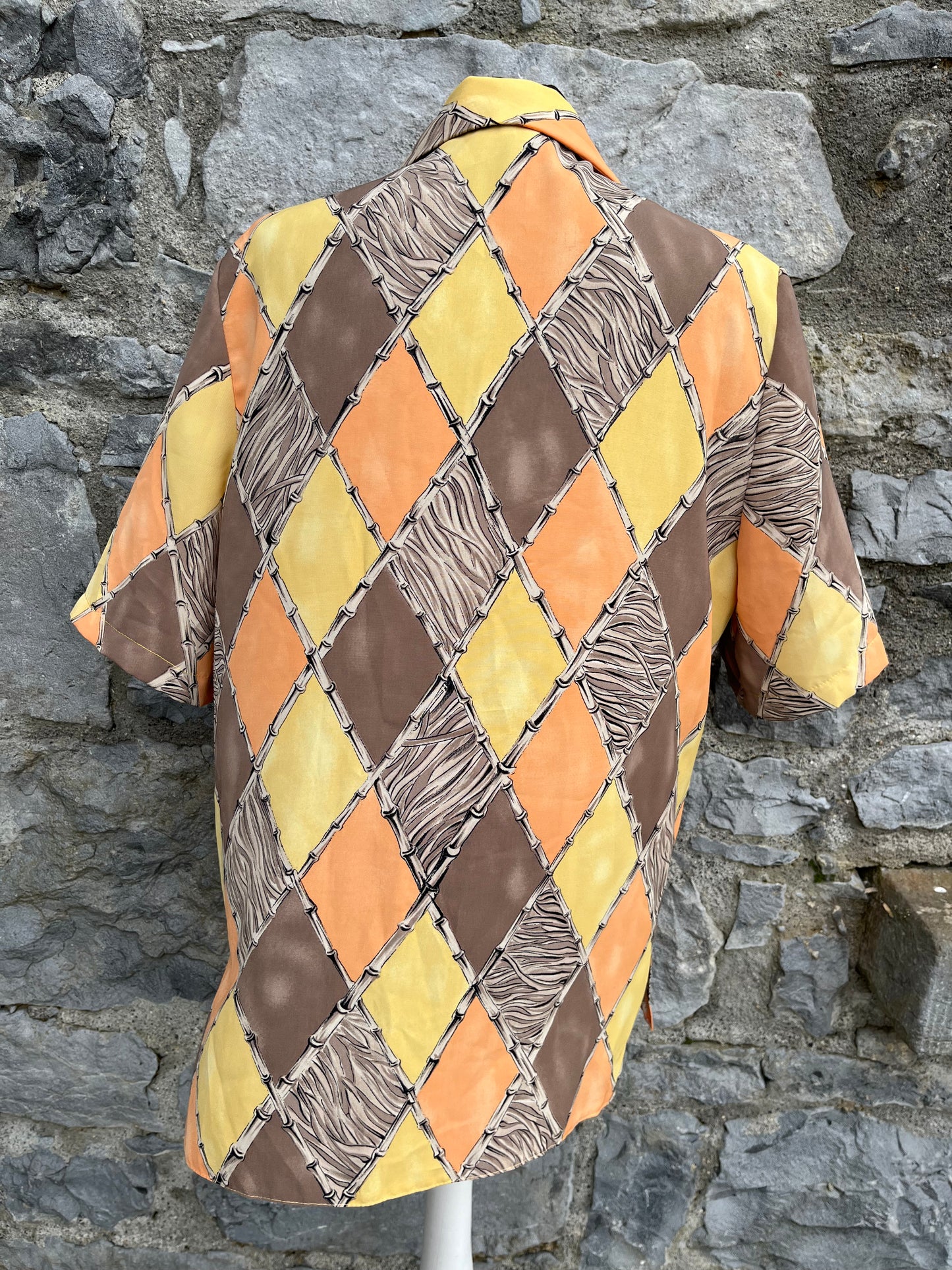 80s orange diamonds shirt uk 12