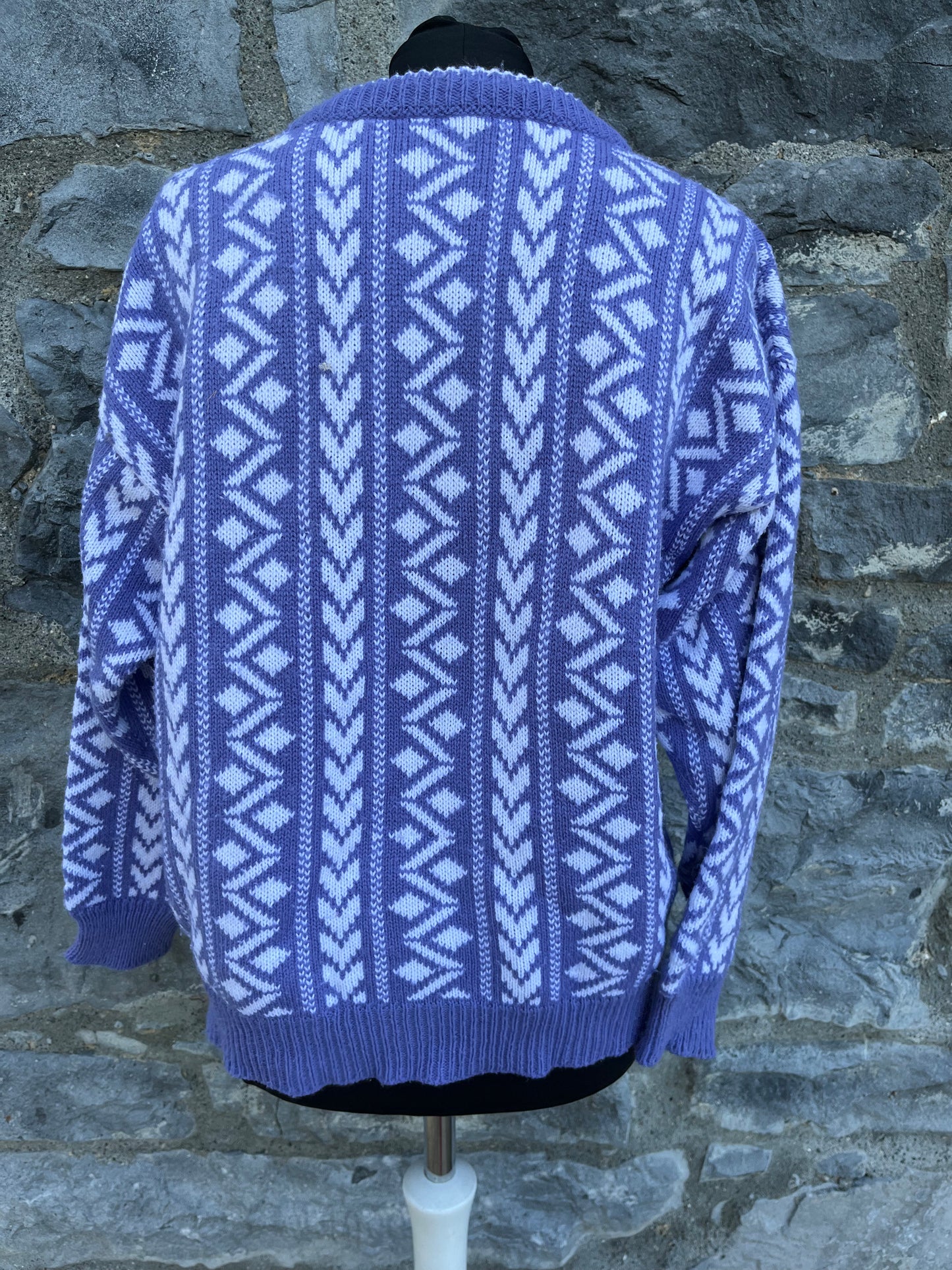 80s blue geometric jumper uk 10-12