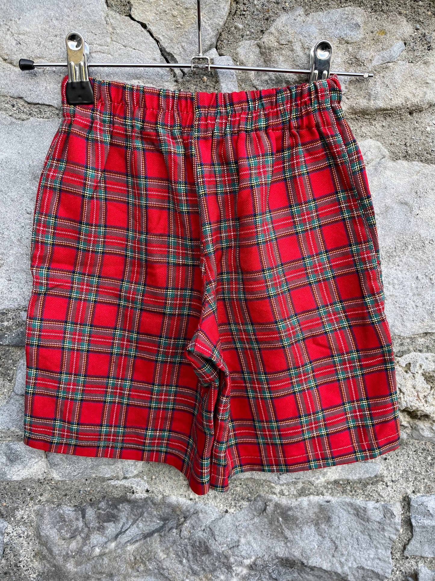 80s red tartan shorts    5-6y (110-116cm)