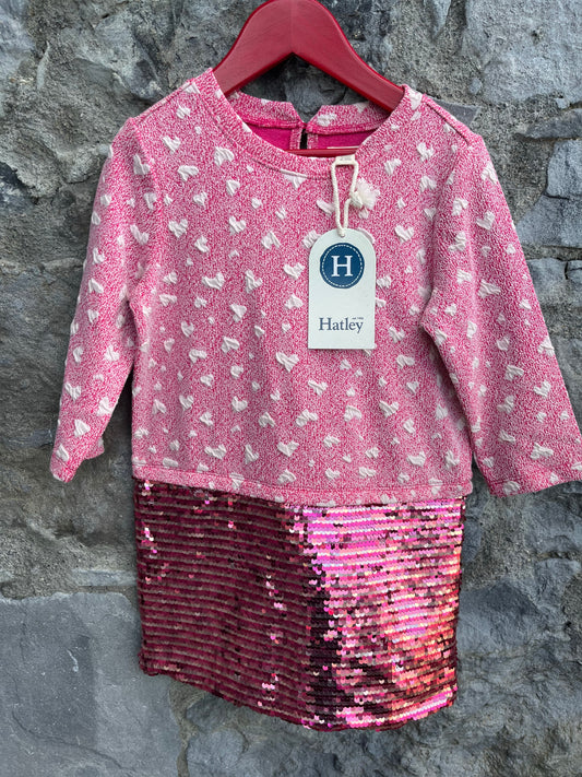 Hearts&sequins dress   3-4y (98-104cm)